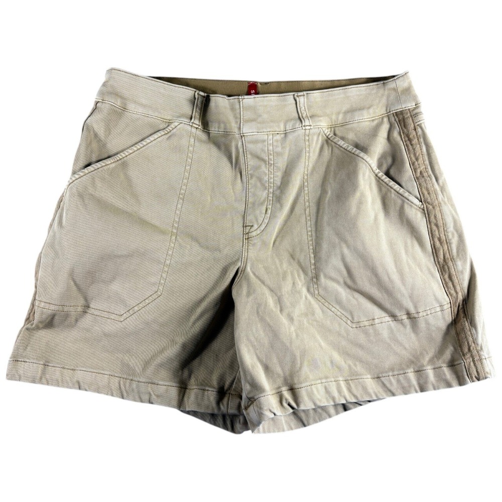 Spanx Shorts Women Large Tan Outdoors Midrise Stretch Workwear Cargo Twill